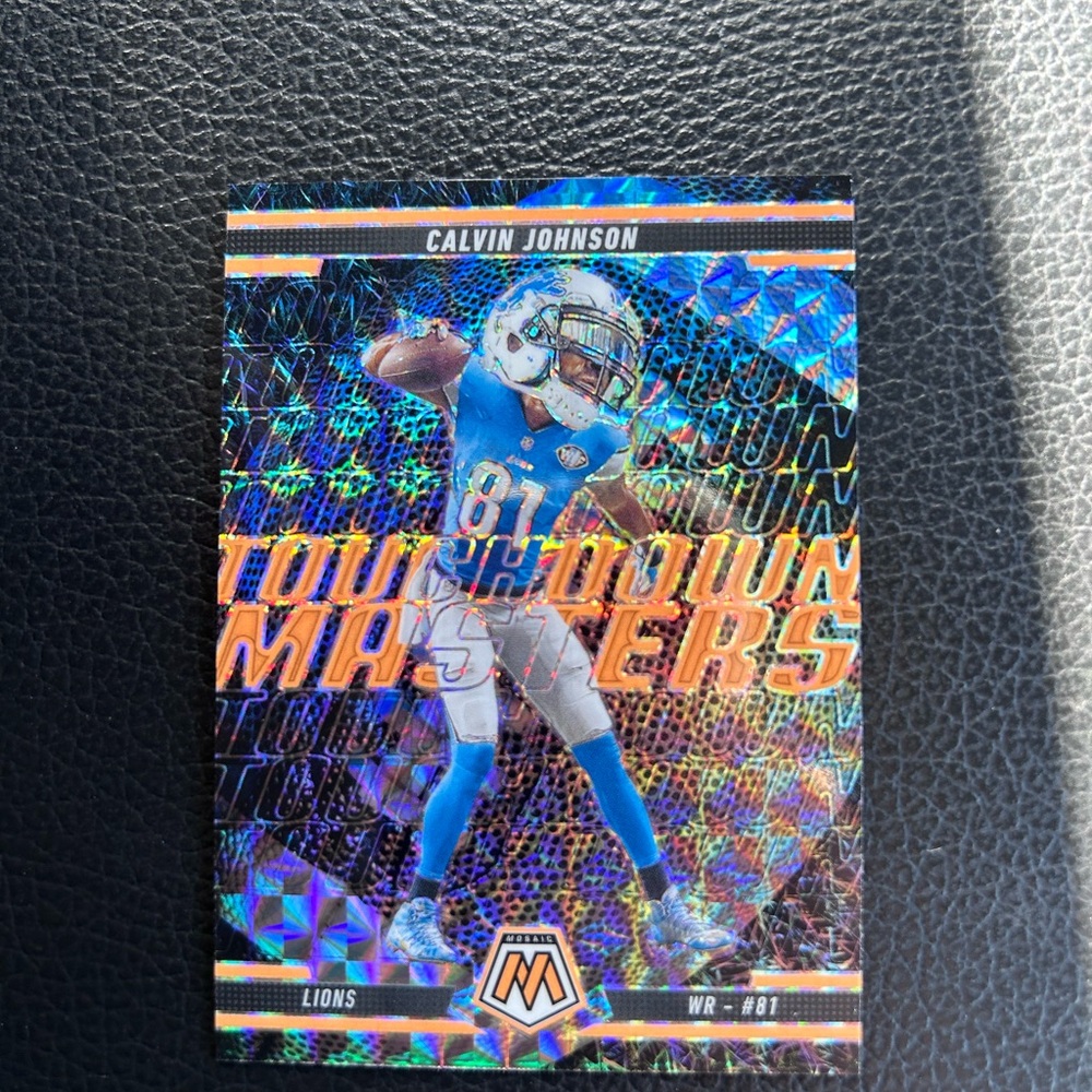 Calvin Johnson Mosaic Touchdown Masters Card Prizim Orange